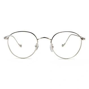 GRAVIATE by Coolwinks E10B6498 Glossy Silver Full Frame Round Eyeglasses for Men and Women