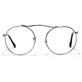 GRAVIATE by Coolwinks E10C6622 Glossy Silver Full Frame Round Eyeglasses for Men and Women