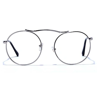 GRAVIATE by Coolwinks E10C6622 Glossy Silver Full Frame Round Eyeglasses for Men and Women