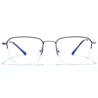 GRAVIATE by Coolwinks E10A7598 Matte Silver Half Frame Retro Square Eyeglasses for Men and Women