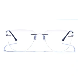 GRAVIATE by Coolwinks E15C6482 Glossy Silver Oval Rimless Eyeglasses for Men and Women