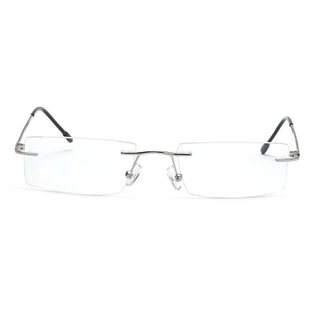 GRAVIATE by Coolwinks E10C4120 Glossy Silver Rimless Rectangle Eyeglasses for Men and Women