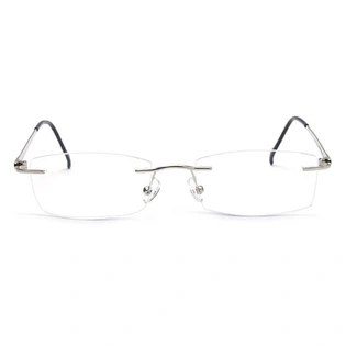 GRAVIATE by Coolwinks E10C4128 Glossy Silver Rimless Rectangle Eyeglasses for Men and Women