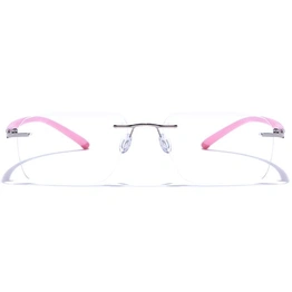 GRAVIATE by Coolwinks E13B7624 Glossy Silver Rimless Retro Square Eyeglasses for Men and Women