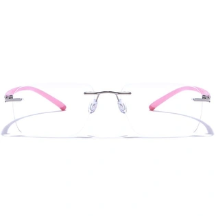 GRAVIATE by Coolwinks E13B7624 Glossy Silver Rimless Retro Square Eyeglasses for Men and Women