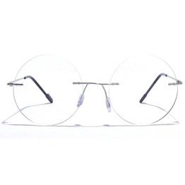 GRAVIATE by Coolwinks E10B6152 Glossy Silver Rimless Round Eyeglasses for Men and Women