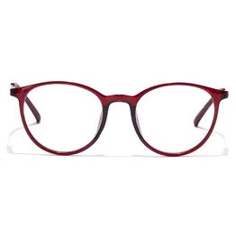 GRAVIATE by Coolwinks E33B7091 Glossy Wine Full Frame Round Eyeglasses for Men and Women