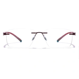 GRAVIATE by Coolwinks E33C7624 Glossy Wine Rimless Retro Square Eyeglasses for Men and Women