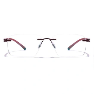 GRAVIATE by Coolwinks E33C7624 Glossy Wine Rimless Retro Square Eyeglasses for Men and Women