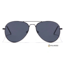 ELITE by Coolwinks S16C5412 Black Polarized Pilot Sunglasses for Men and Women