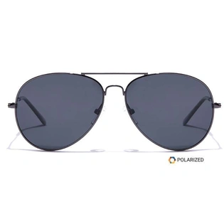 ELITE by Coolwinks S16C5529 Black Polarized Pilot Sunglasses for Men and Women