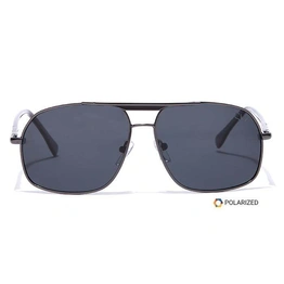 Elite by Coolwinks S12A6434 Black Polarized Retro Square Sunglasses for Men and Women