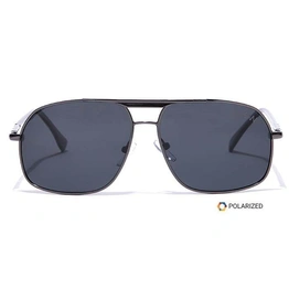 Elite by Coolwinks S12B6434 Black Polarized Retro Square Sunglasses for Men and Women