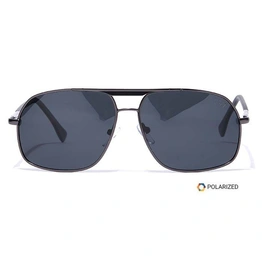 Elite by Coolwinks S12C6434 Black Polarized Retro Square Sunglasses for Men and Women