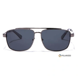 Elite by Coolwinks S12C6475 Black Polarized Retro Square Sunglasses for Men and Women