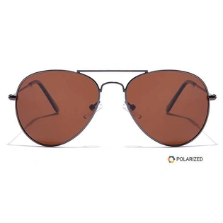 ELITE by Coolwinks S15C5413 Brown Polarized Pilot Sunglasses for Men and Women