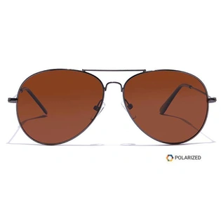 ELITE by Coolwinks S15C5530 Brown Polarized Pilot Sunglasses for Men and Women