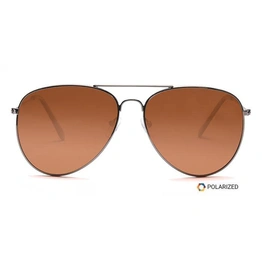 ELITE by Coolwinks S15C5544 Brown Polarized Pilot Sunglasses for Men and Women