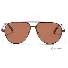 Elite by Coolwinks S15C6490 Brown Polarized Pilot Sunglasses for Men and Women