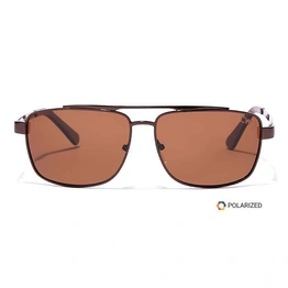 Elite by Coolwinks S15A6476 Brown Polarized Retro Square Sunglasses for Men and Women