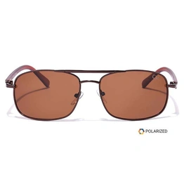 Elite by Coolwinks S15A6478 Brown Polarized Retro Square Sunglasses for Men and Women