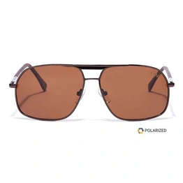 Elite by Coolwinks S15C6435 Brown Polarized Retro Square Sunglasses for Men and Women