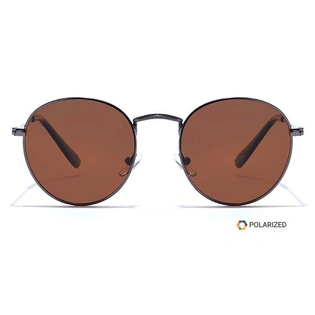 ELITE by Coolwinks S15C5441 Brown Polarized Round Sunglasses for Men and Women