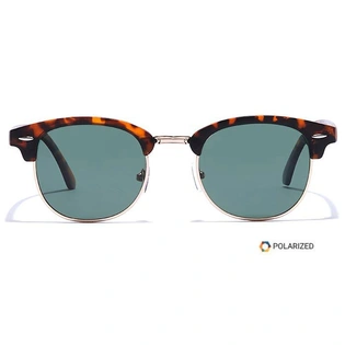 ELITE by Coolwinks S35C5428 Green Polarized Clubmaster Sunglasses for Men and Women