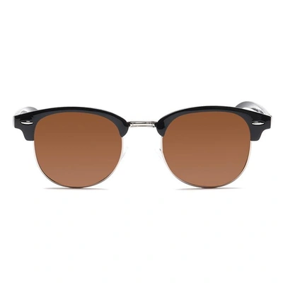 JRS by Coolwinks S15A5696 Brown Tinted Clubmaster Sunglasses for Men and Women