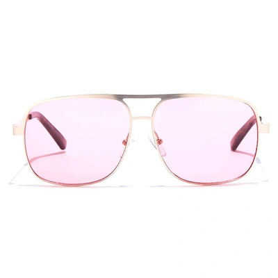 JRS by Coolwinks S33B5652 Pink Tinted Retro Square Sunglasses for Men and Women