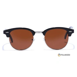 ELITE by Coolwinks S15A5427 Brown Polarized Clubmaster Sunglasses for Men and Women