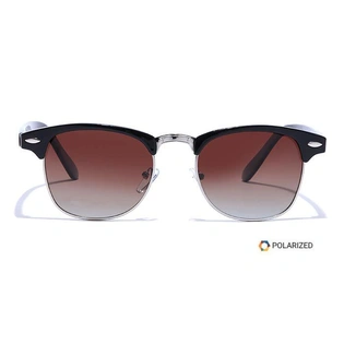 ELITE by Coolwinks S15A5607 Brown Polarized Clubmaster Sunglasses for Men and Women