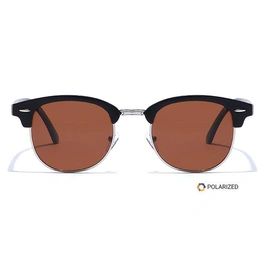 ELITE by Coolwinks S15B5427 Brown Polarized Clubmaster Sunglasses for Men and Women