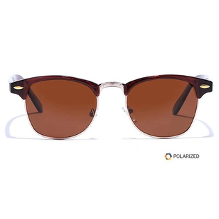 ELITE by Coolwinks S15B5600 Brown Polarized Clubmaster Sunglasses for Men and Women