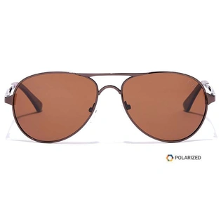 Elite by Coolwinks S15A6423 Brown Polarized Pilot Sunglasses for Men and Women