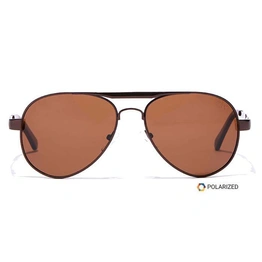 Elite by Coolwinks S15A6425 Brown Polarized Pilot Sunglasses for Men and Women