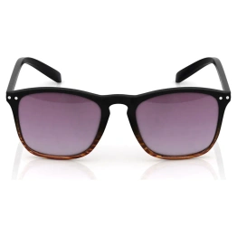 Square Shiny Black & Brown 100% UV Protected Sunglasses for Guys