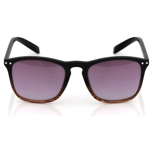 Square Shiny Black & Brown 100% UV Protected Sunglasses for Guys