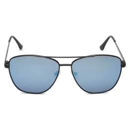 Square Matt Black Mirrored Sunglasses for Guys