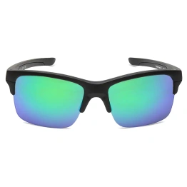 Sporty Matt Green Mirrored Sunglasses for Guys