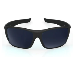 Sporty Wrap Shiny Black 100% UV Protected Sunglasses for Guys