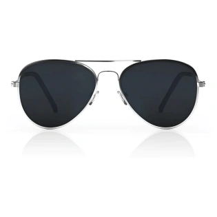 Pilot Shiny Silver 100% UV Protected Sunglasses for Guys