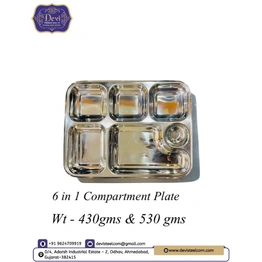 STAINLESS STEEL 6 IN 1 COMPARTMENT PLATE