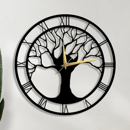 trademubarak Metal tree Wall Clock, Stylish Clock for Living Room