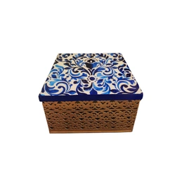 Metal Box With Indigo Print