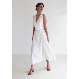 Linen maxi dress RIVIERA, Long sleeveless dress, White linen wrap dress, Wrap dress, Linen dress , Summer dress, Natural linen dress