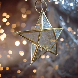 Star Shaped Hanging Lanterns in Textured Glass