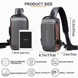 Waterproof Sling bag for travel Unisex product with password lock