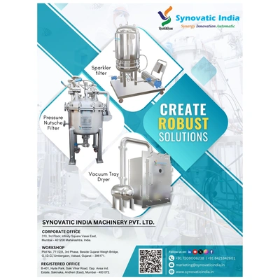 Synovatic India Pressure Nutsche Filter 48 Inches Diameter Basic Model