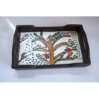 Hand-Painted Wooden Tray – Artisan Crafted Beauty